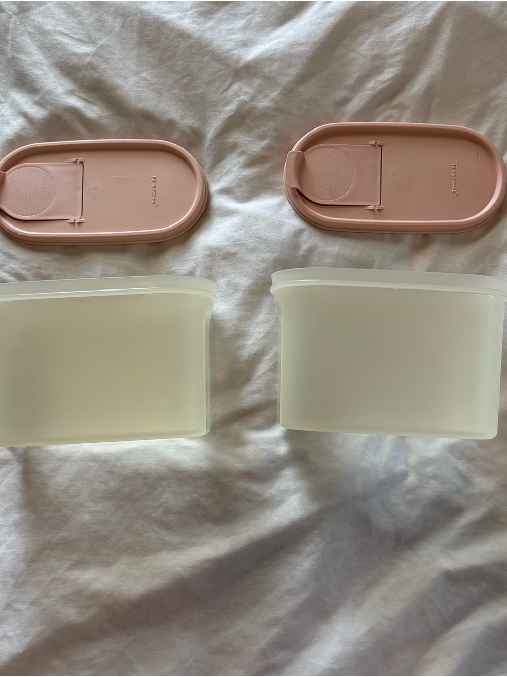 Vintage Tupperware Modular Mates Oval Containers Blush Pink Lids - Set of 2